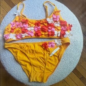 Floral Kids Swim Bikini - Yellow and Multicolor